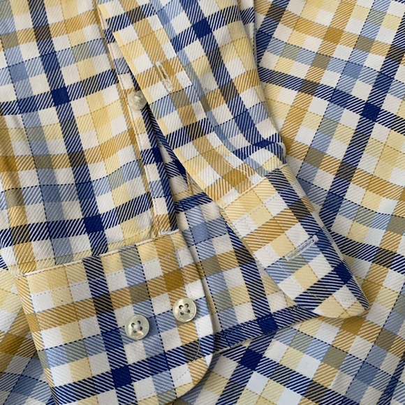Peter Millar 100%Cotton Yellow & Blue Button-down, M - Picture 5 of 12